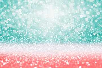 Teal, coral pink and peach glitter sparkle diamond background pattern