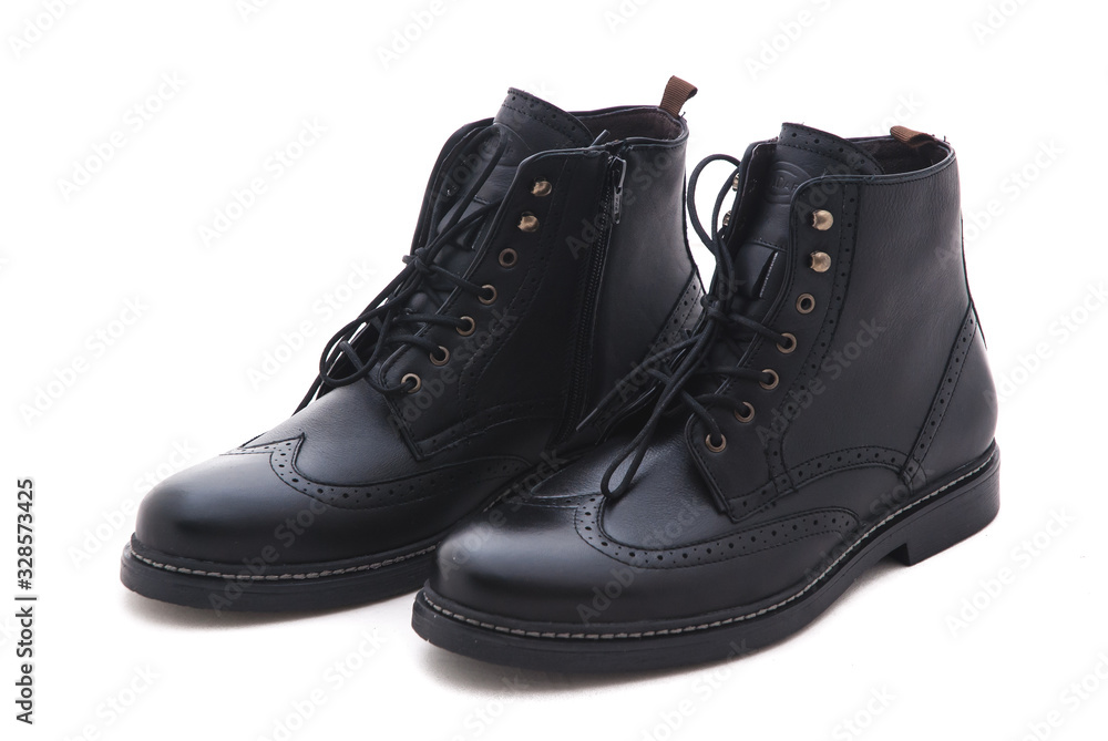 Pair of leather men's shoes isolated on white background Pair of leather men's shoes isolated on white background