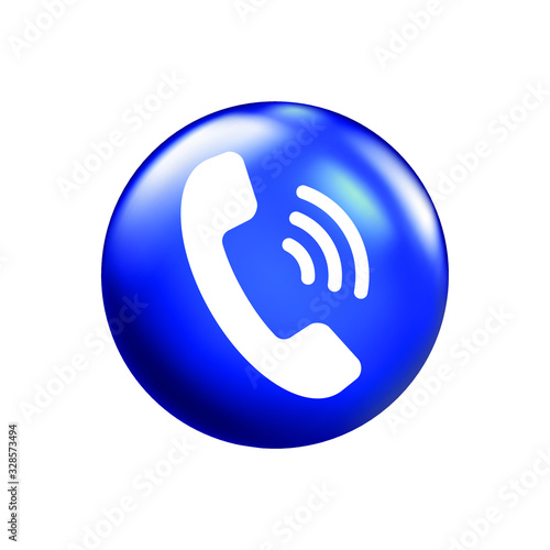 Handset - phone call icon  white on blue background  isolated EPS vector illustration .