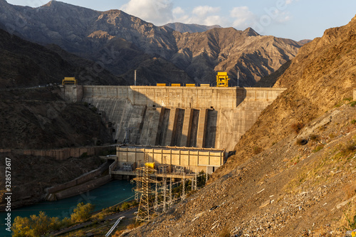 Canvastavla hydroelectric power station on Naryn river in Kyrgyzstan.