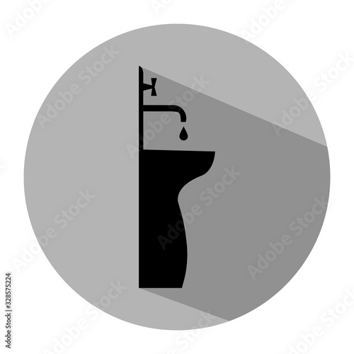 washbasin in flat design on gray background