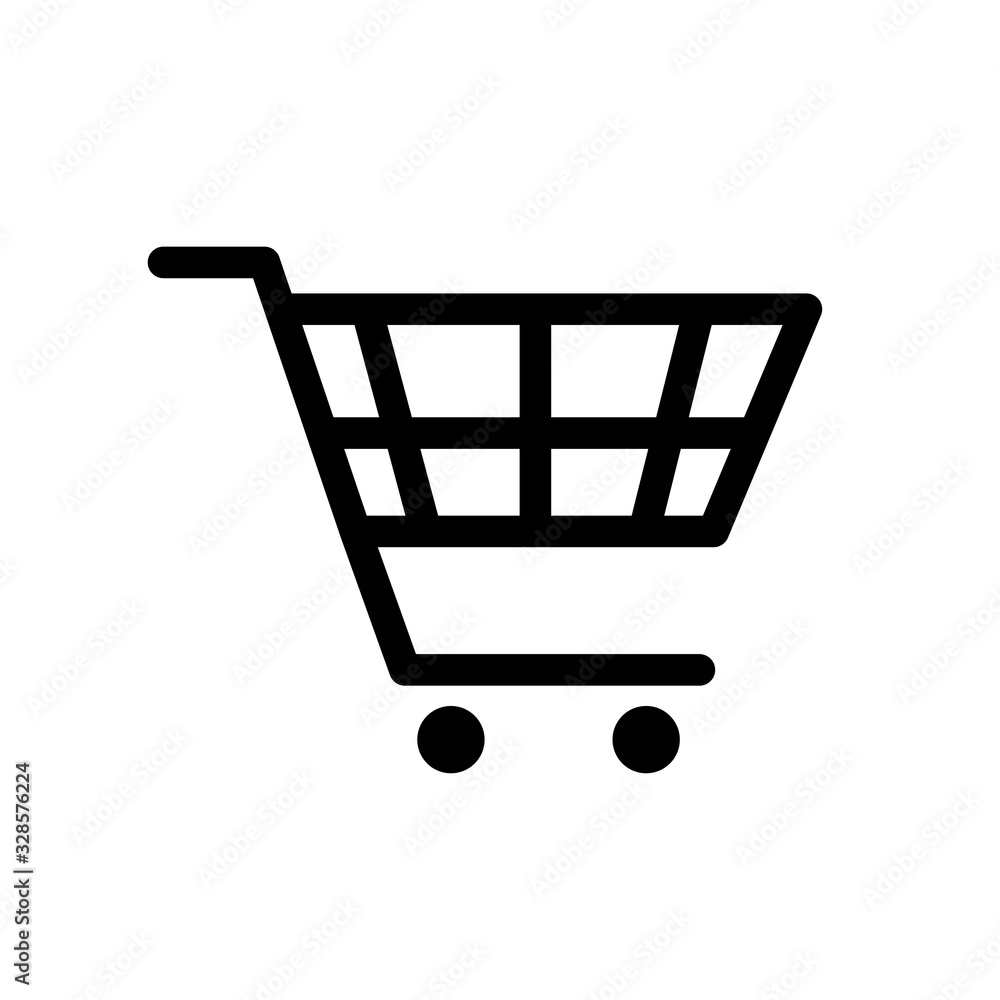 Black shopping cart icon. Vector illustration isolated on white background Black shopping cart icon. Vector illustration isolated on white background
