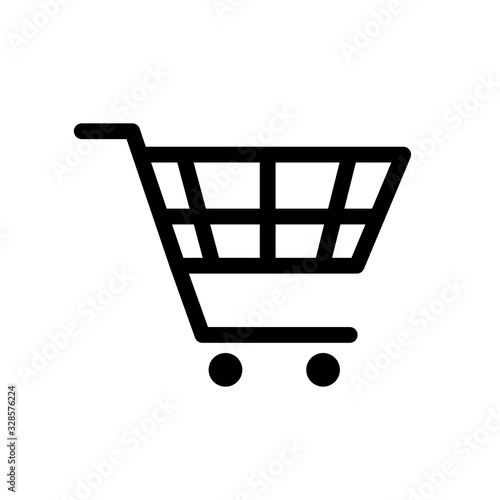Black shopping cart icon. Vector illustration isolated on white background