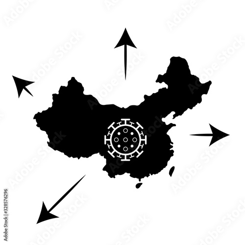 Map of China. The concept of the spread of coronavirus. Vector illustration i...