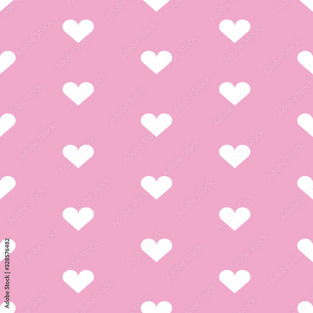 Seamless background with hearts and dots. Pink background to decorate the maiden party. Paper design for a little princess. Vector illustration