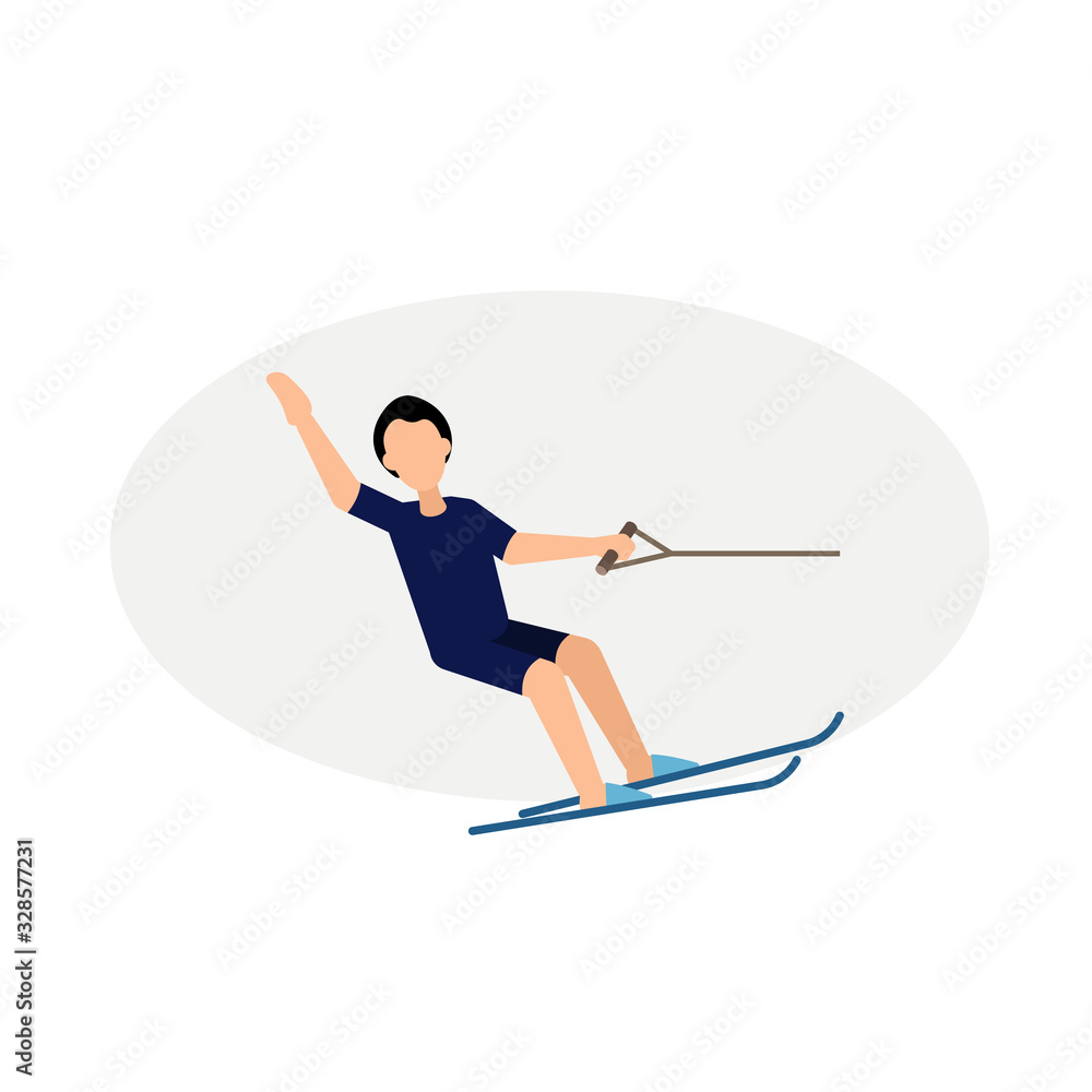 water skiing character illustration. flat icon design element