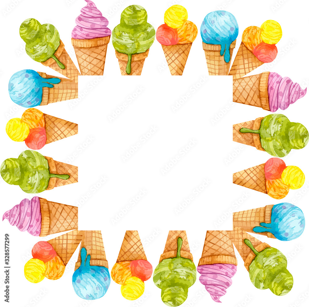Obraz ice cream frame, watercolor illustration