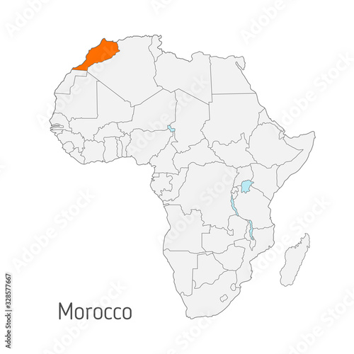 Vector illustration  Map of Africa with state borders. Morocco