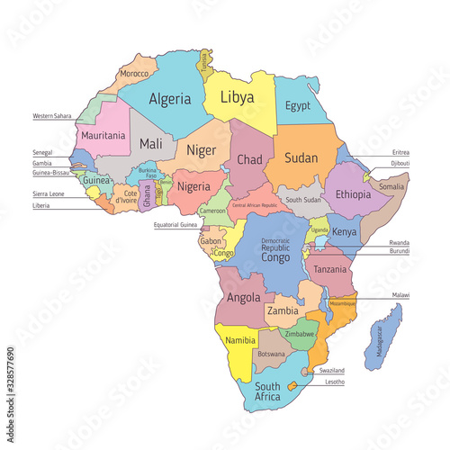 Vector illustration  map of Africa with country names
