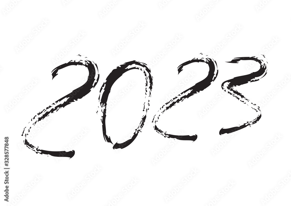 2023 text design Black color, Collection of Happy New Year and happy holidays, lettering design element, handwritten isolated on white background. Calendar 2023, Paintbrush stroke. 2023 text design Black color, Collection of Happy New Year and happy holidays, lettering design element, handwritten isolated on white background. Calendar 2023, Paintbrush stroke.