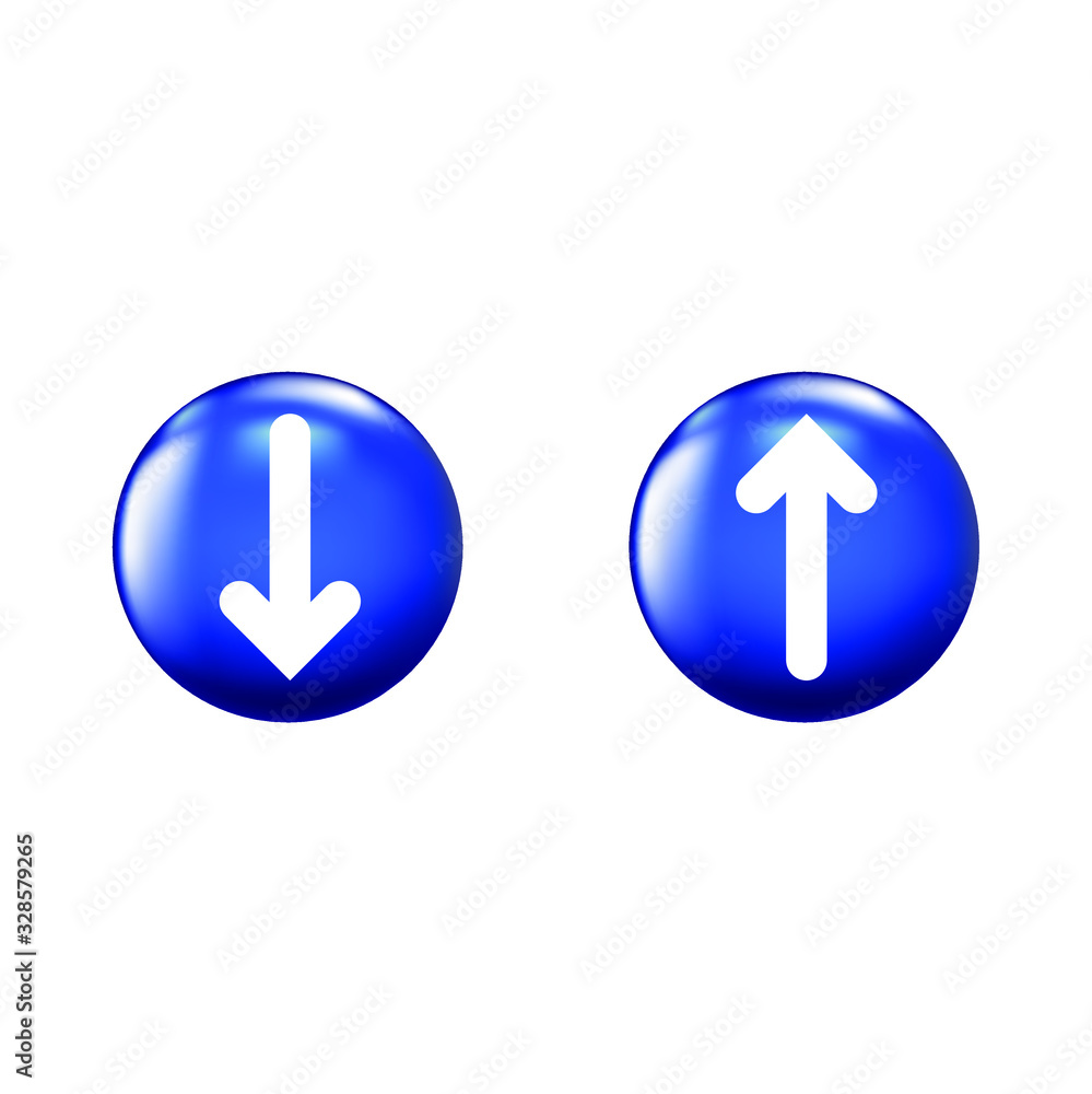 Arrows pointing up and down icons, white on blue background, isolated EPS vector illustration..eps Arrows pointing up and down icons, white on blue background, isolated EPS vector illustration..eps