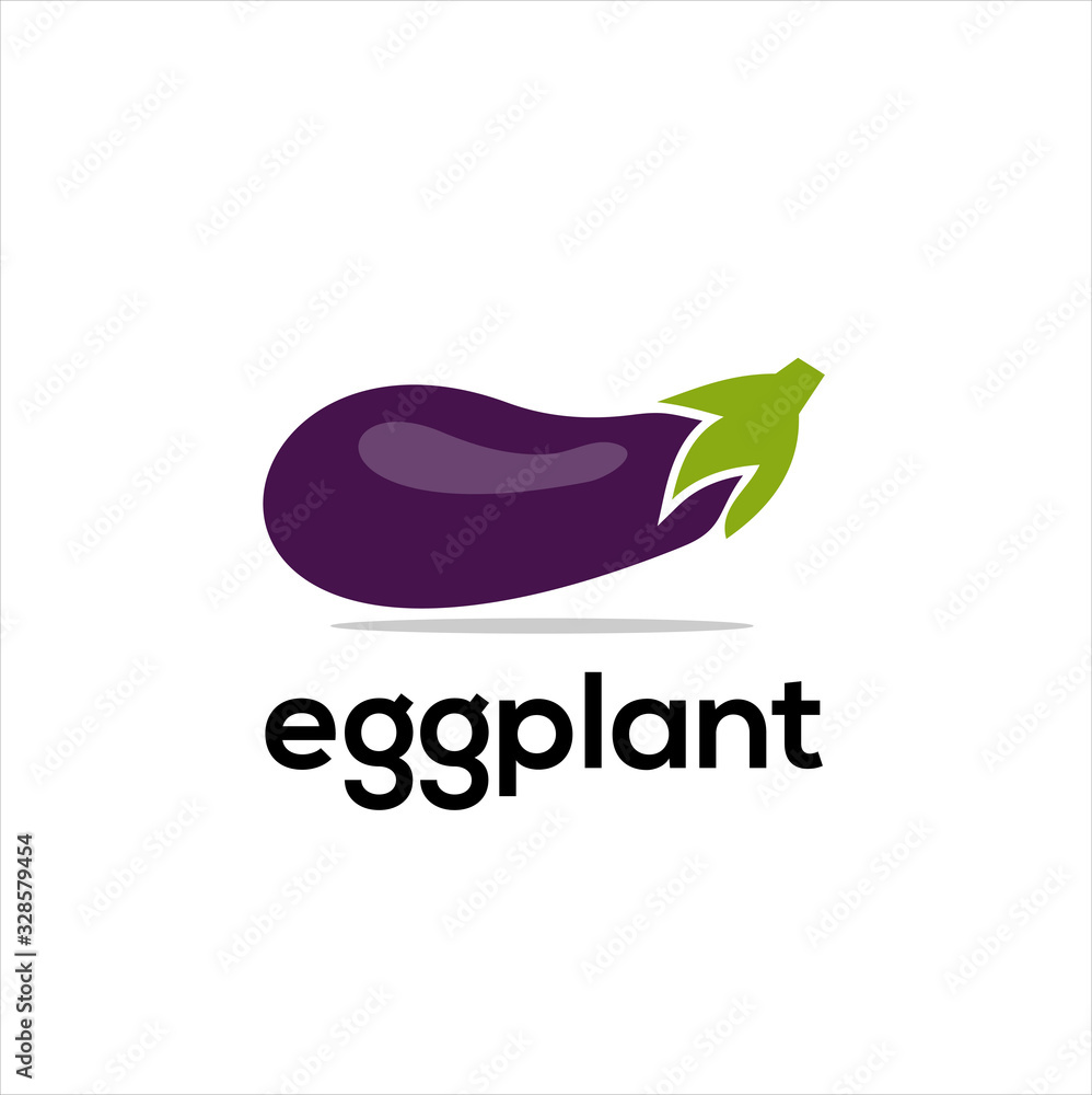 Fresh Eggplant vegetable isolated icon. Eggplant for farm market, vegetarian salad recipe design. vector illustration in flat style