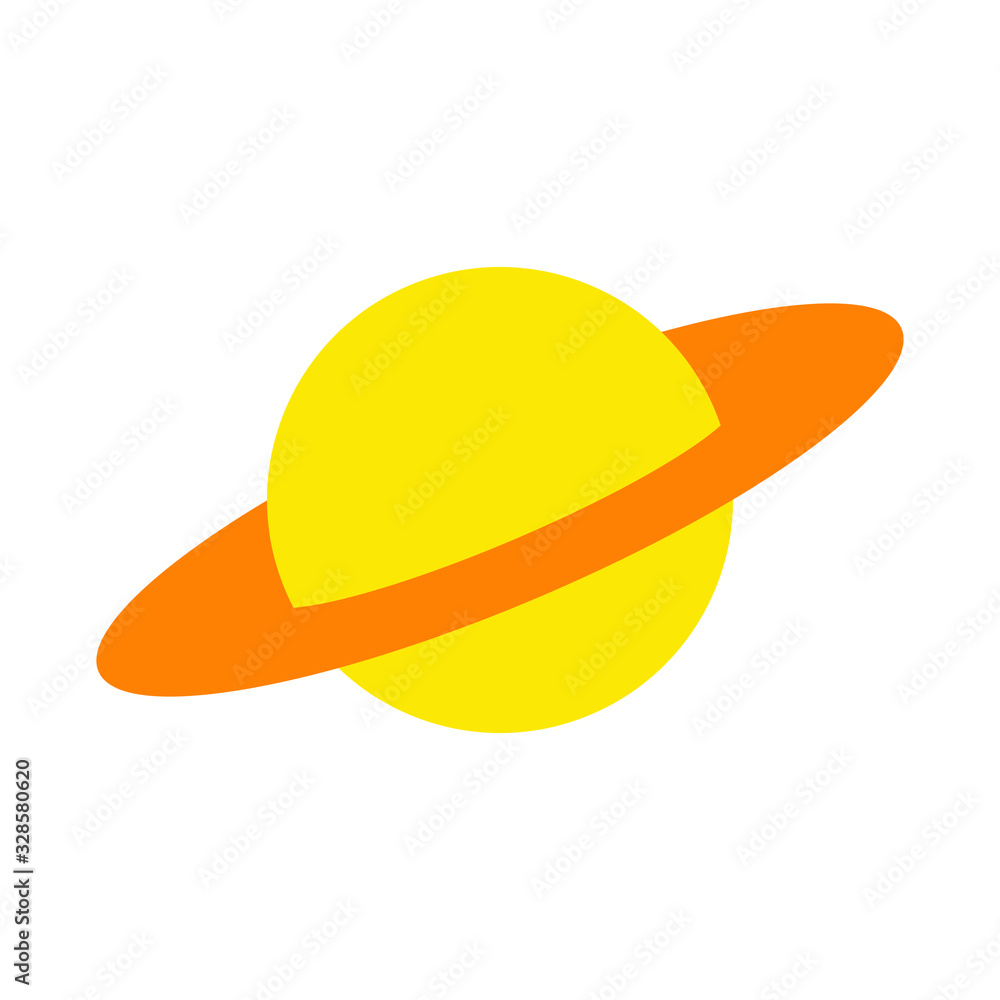 Saturn flat icon. Planet vector yellow icon on white background. Saturn flat icon. Planet vector yellow icon on white background.