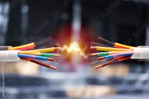 Electric screened cable with many wires photo