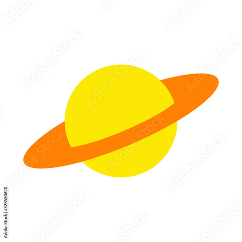 Saturn flat icon. Planet vector yellow icon on white background.