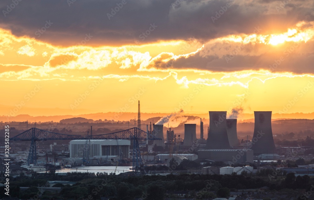Industrial  landscape Sunset  Teesside UK 