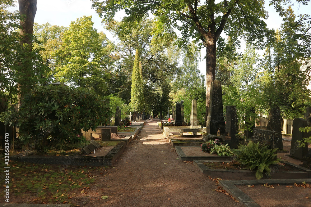 Gravestones at the cemetery