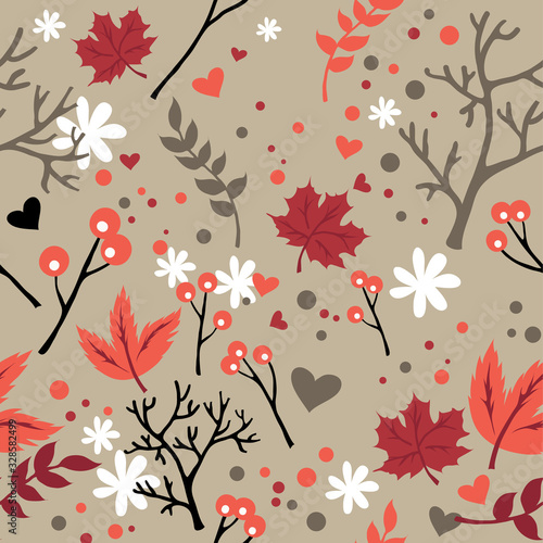 Vector seamless pattern with leaves © sntpzh