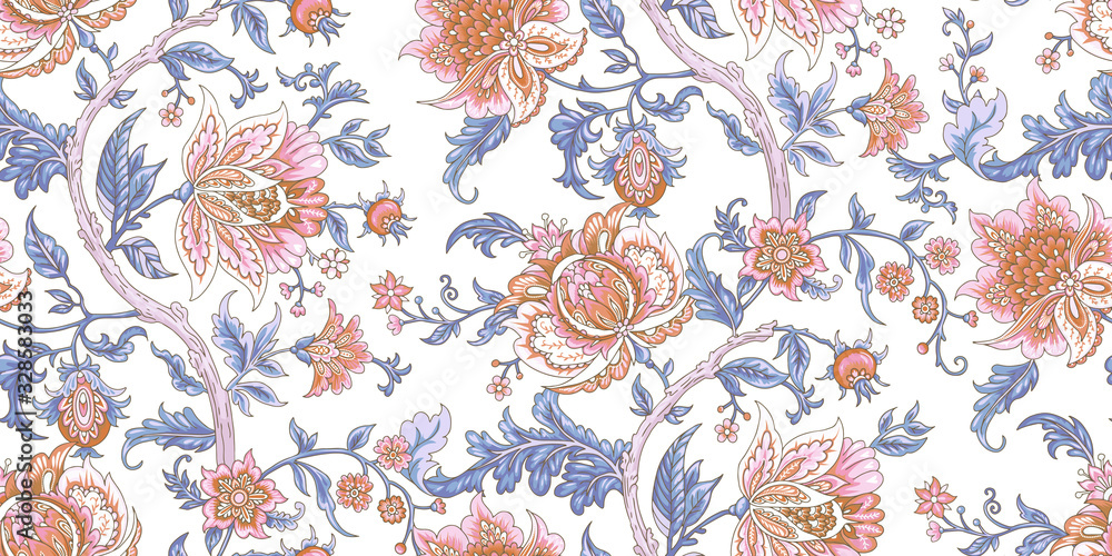 Seamless vector vintage pattern with baroque flowers Stock Vector ...