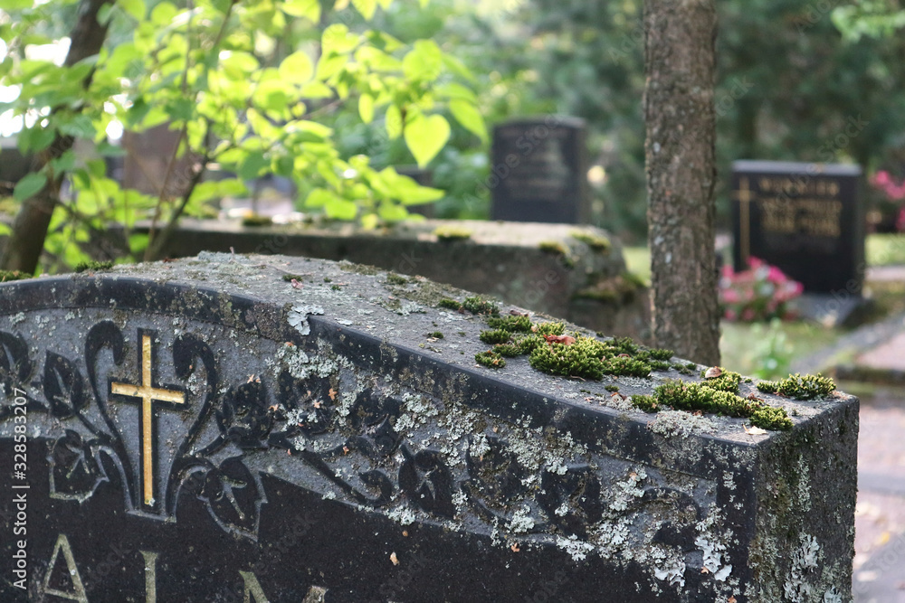 Gravestones at the Hietaniemi cemetery in Helsinki, Finland Gravestones at the Hietaniemi cemetery in Helsinki, Finland