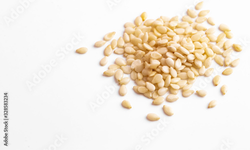 sesame seeds isolated on white background, macro