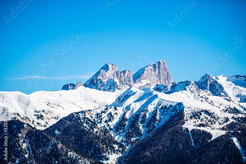 Winter landscape in Dolomites Mountains  Italy