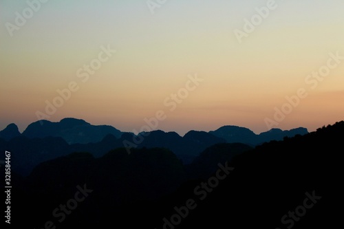 Sunset at Tam Coc from the top of Hang Mua viewpoint.