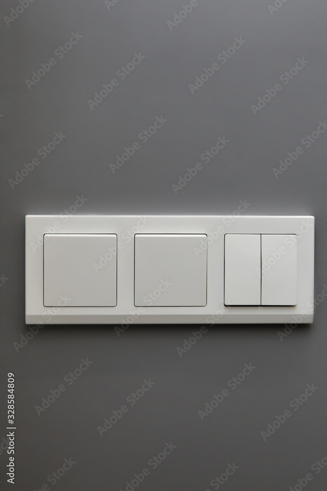 white light switch on grey background, interior, style