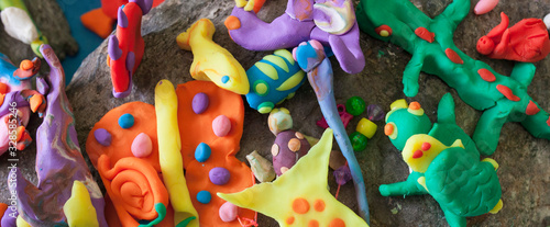 Little sea animals made with playdough photo