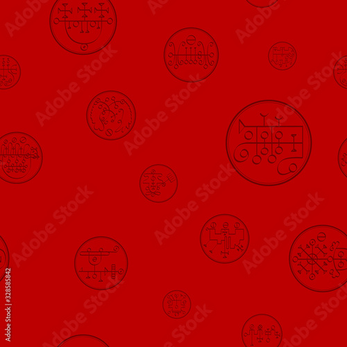 Seamless vector pattern with symbols of demons