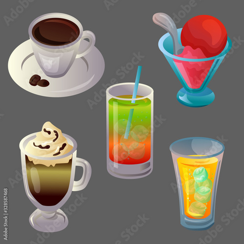 coffee drink ice cream and juice