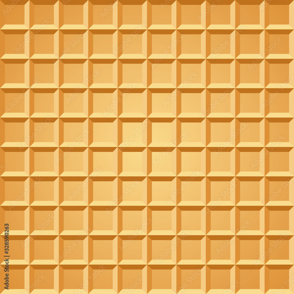 Wafer seamless pattern. Baked waffle repeating texture. Stylized flat style background for baked goods or ice cream design. Vector eps8 illustration.