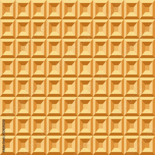 Wafer seamless pattern. Baked waffle repeating texture. Stylized flat style background for baked goods or ice cream design. Vector eps8 illustration.
