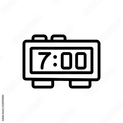 alarm clock icon vector. Thin line sign. Isolated contour symbol illustration