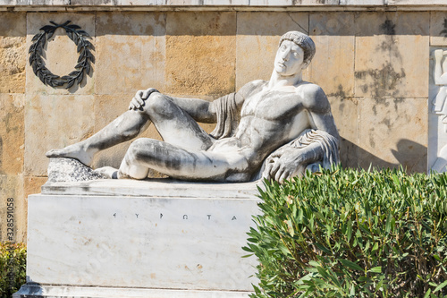 View of monument the Battle of Thermopylae. Famous places in  Greece. Ancient monuments.