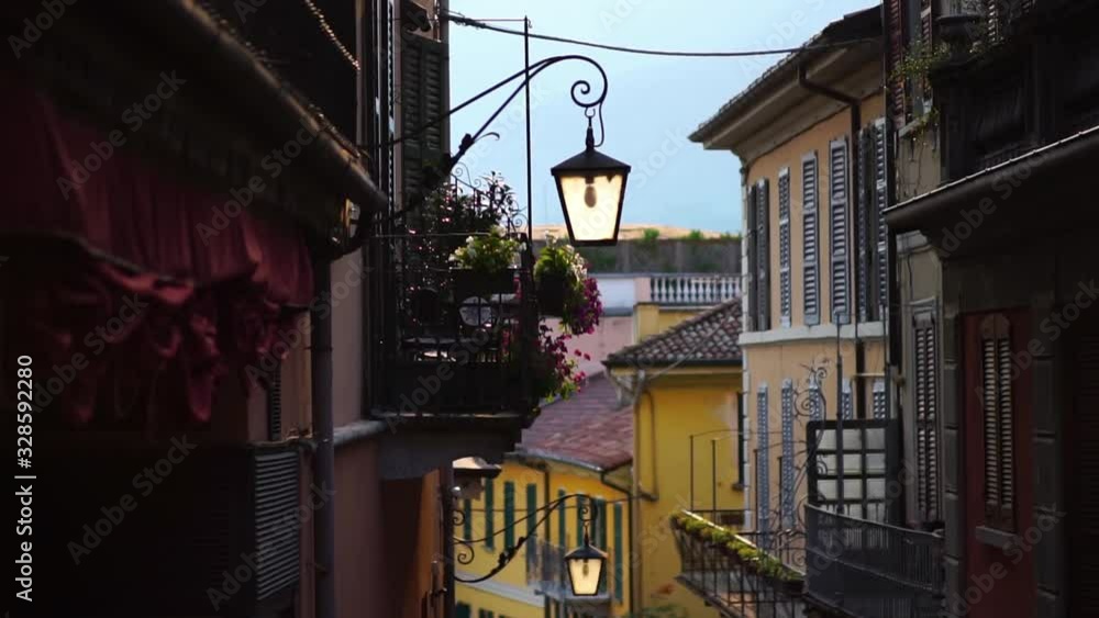 Old street Italy. small town Bellagio, Lake Como Italy. Summer luxury tourism landmark & romantic honeymoon travel destination. Old street Italy. small town Bellagio, Lake Como Italy. Summer luxury tourism landmark & romantic honeymoon travel destination.