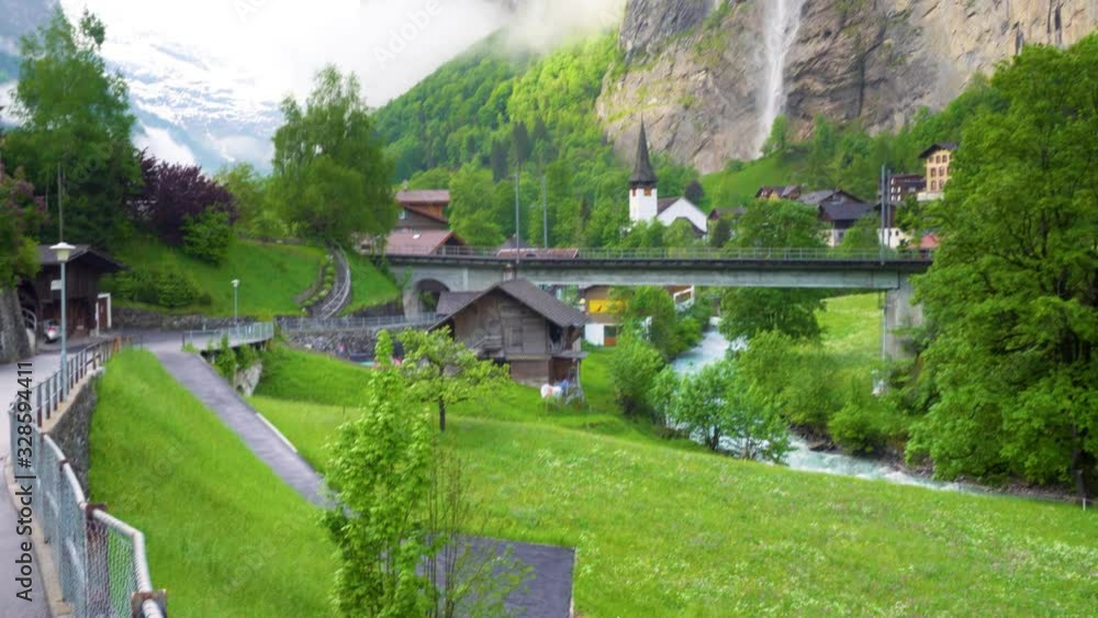 Amazing nature of Switzerland in a small town Lauterbrunnen