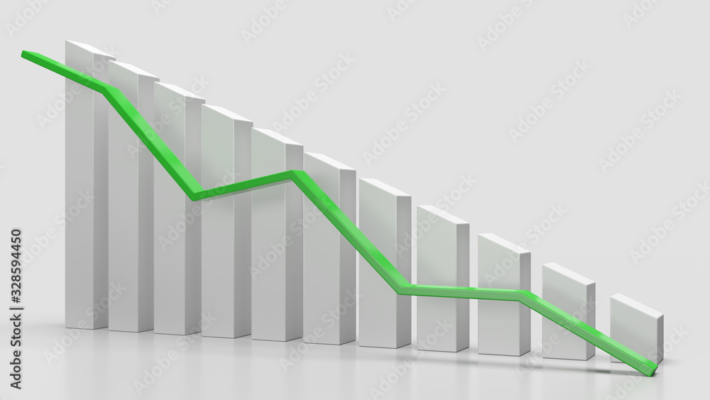 3d graph representing a trend going down 3d graph representing a trend going down