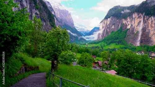 Amazing nature of Switzerland in a small town Lauterbrunnen