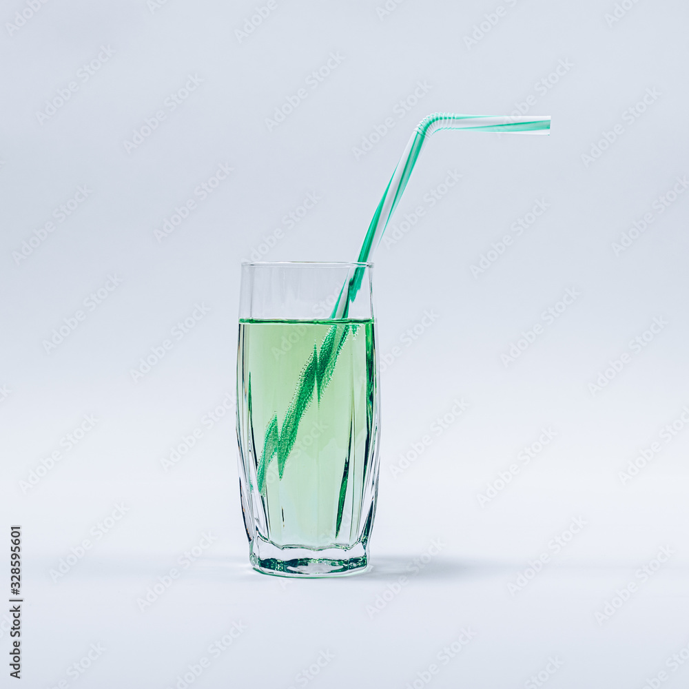Glass filled with green refreshing drink