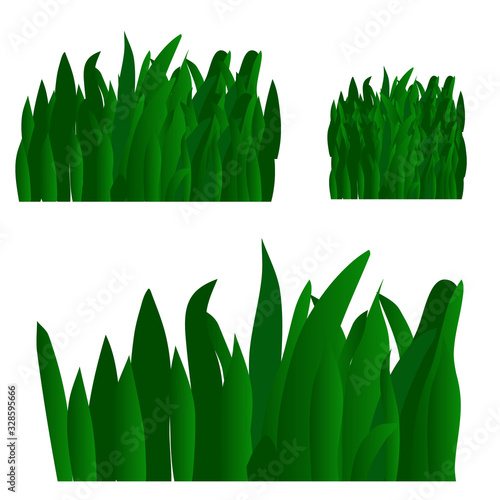 Collection of green grass banner on white