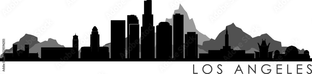 Los Angeles Skyline Silhouette Cityscape Vector