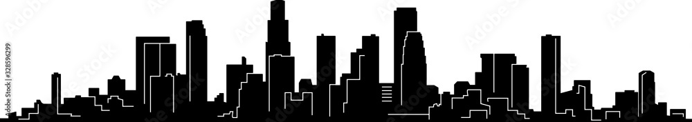 Los Angeles Skyline Silhouette Cityscape Vector