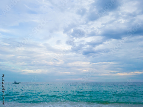 Sky in perspective, colored in gradient, soft colors, delicate as if it were a painting of the landscape of Itacoatiara beach in the city of Niteroi, Rio de Janeiro state, Brazil.