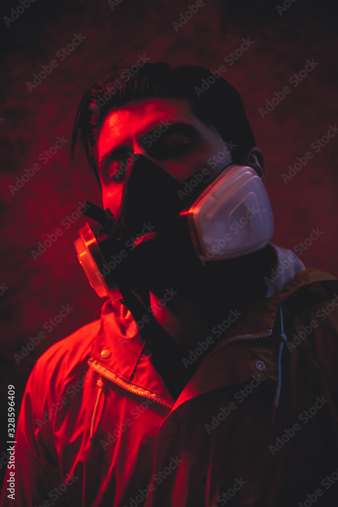Artistic portraits with man wearing safety mask. Concept about covid19 and coronavirus Artistic portraits with man wearing safety mask. Concept about covid19 and coronavirus
