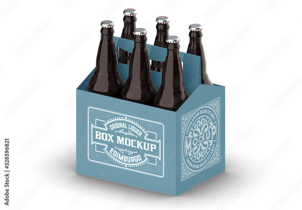 Kraft Paper Pack Beer Bottle Carrier Mockup Stock Template | Adobe Stock