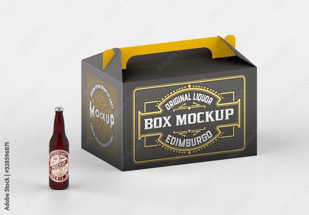 Kraft Paper Pack Beer Bottle Carrier Mockup Stock Template | Adobe Stock