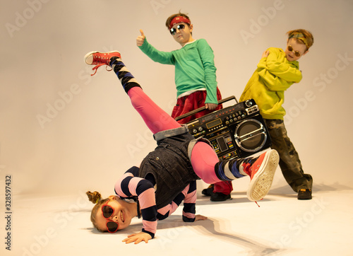 Fotografija dancing kids, happy kids, little bullies, hip-hop kids, breakdance kids