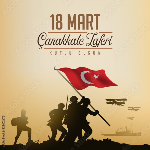 March 18 Çanakkale Victory, Happy. Vector celebration visual design
