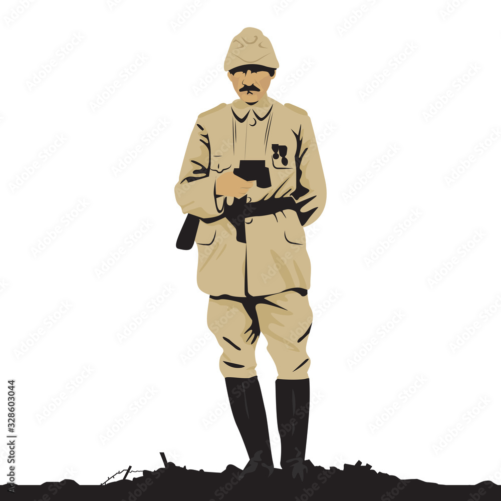 Mustafa Kemal Ataturk Commander in Canakkale, vector illustration Stock ...